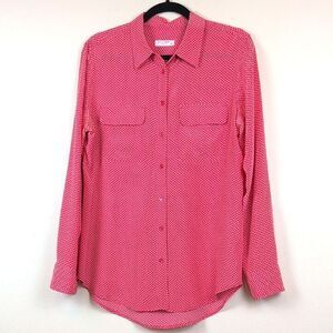 Equipment Femme Button Front Long Sleeve Silk Blouse Top Size M